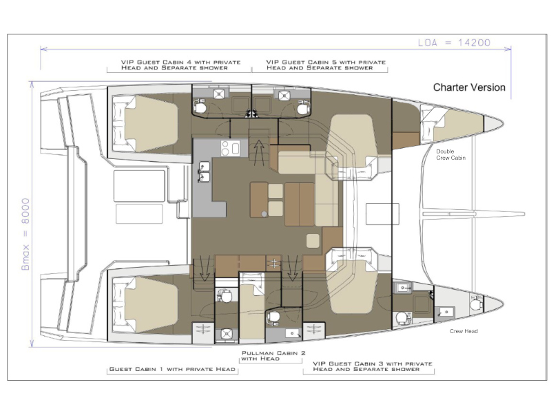 Dufour Catamaran 48 plan/layout