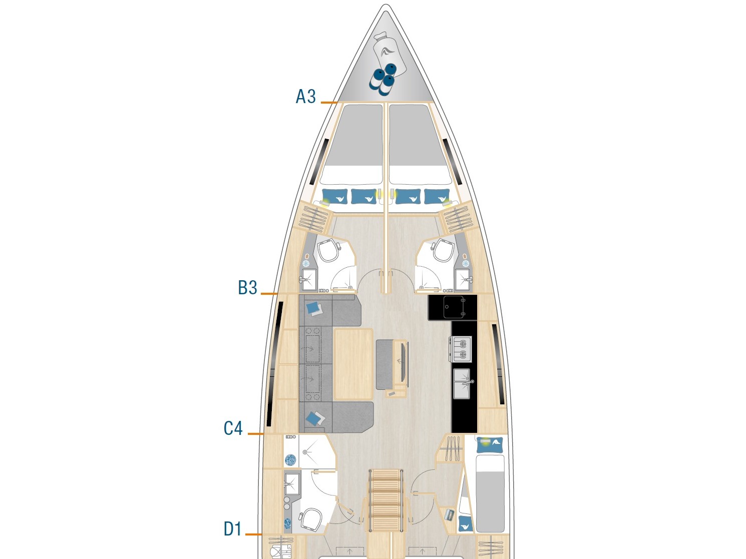 S/Y - Hanse 460 - 5 Cabins - Built 2022
