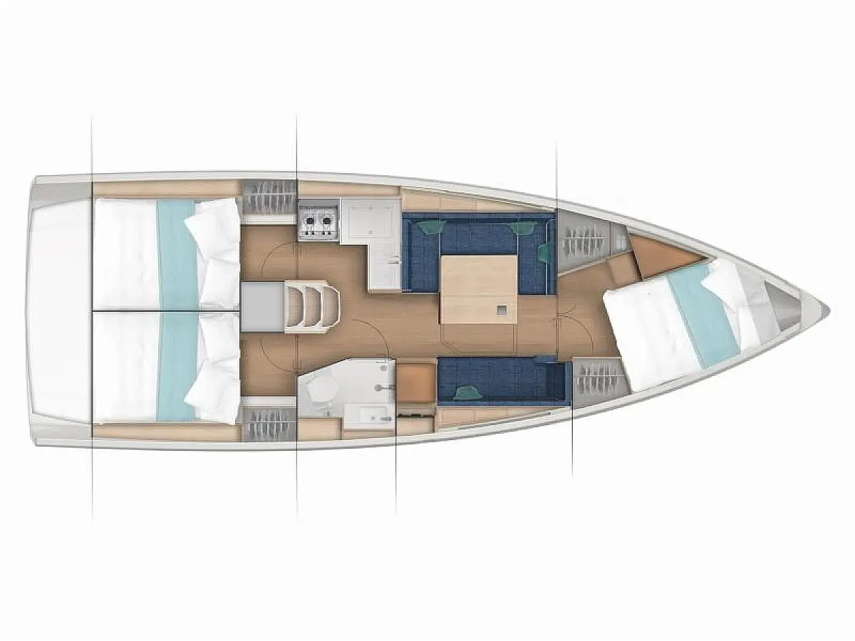 Sun Odyssey 380 (2025) in Mallorca deck plan