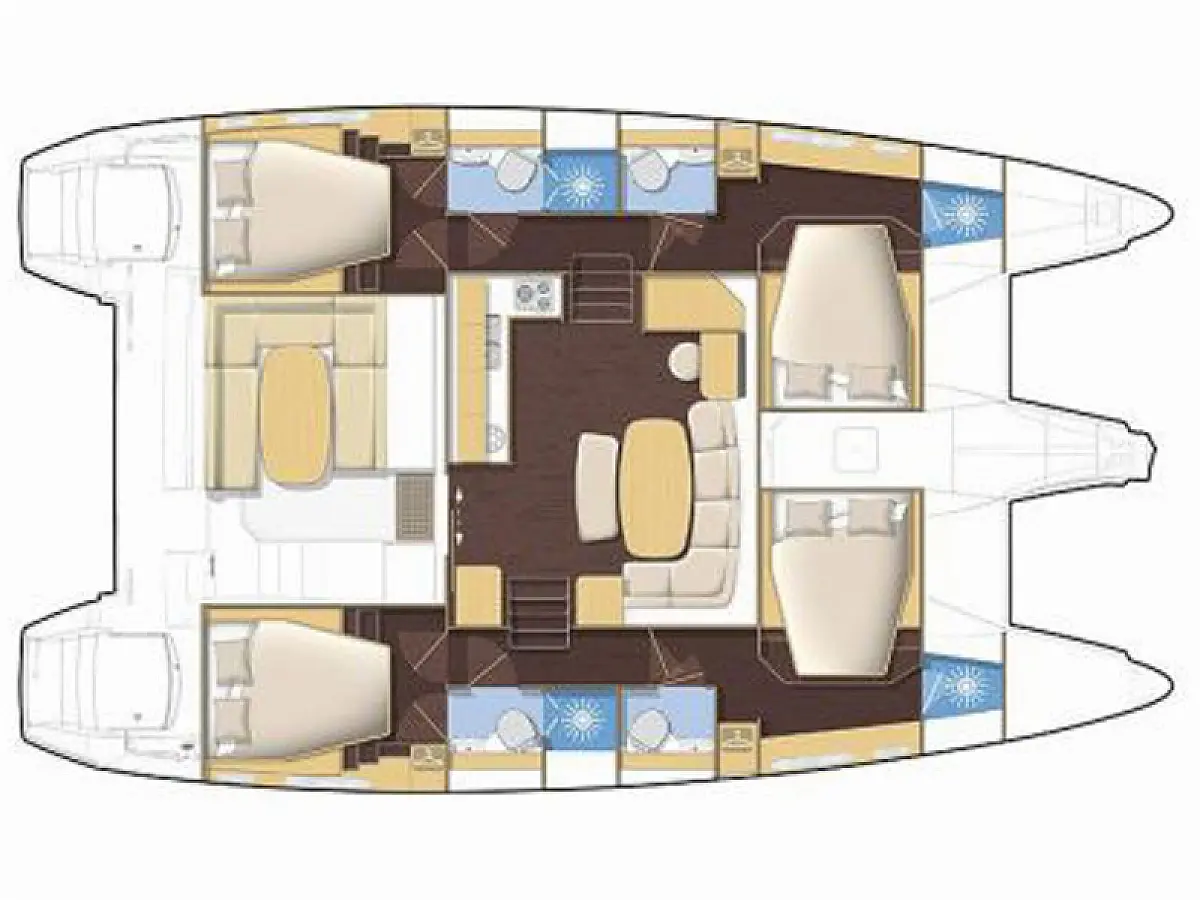Lagoon 420 (2008) in Thailand deck plan
