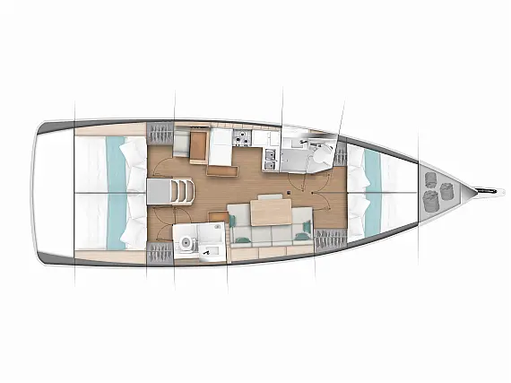 Sun Odyssey 440 / 4 cabins - Immagine di layout
