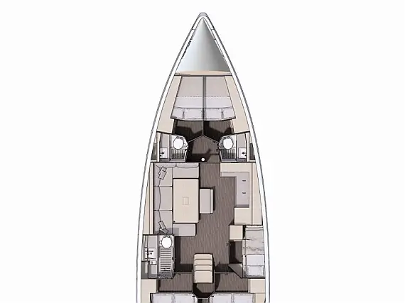 Dufour 470 - 5 cabins - Immagine di layout