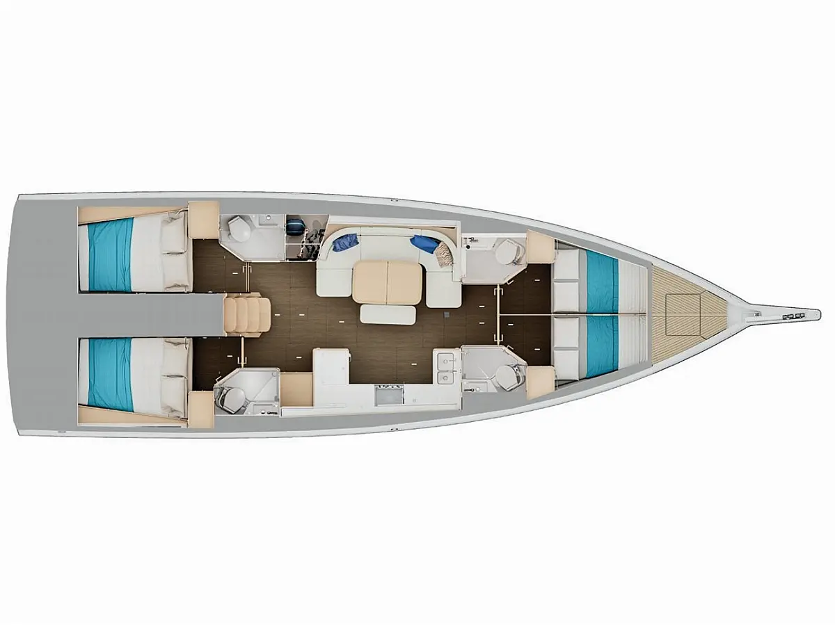 Sun Odyssey 455 (2026) in Greece deck plan