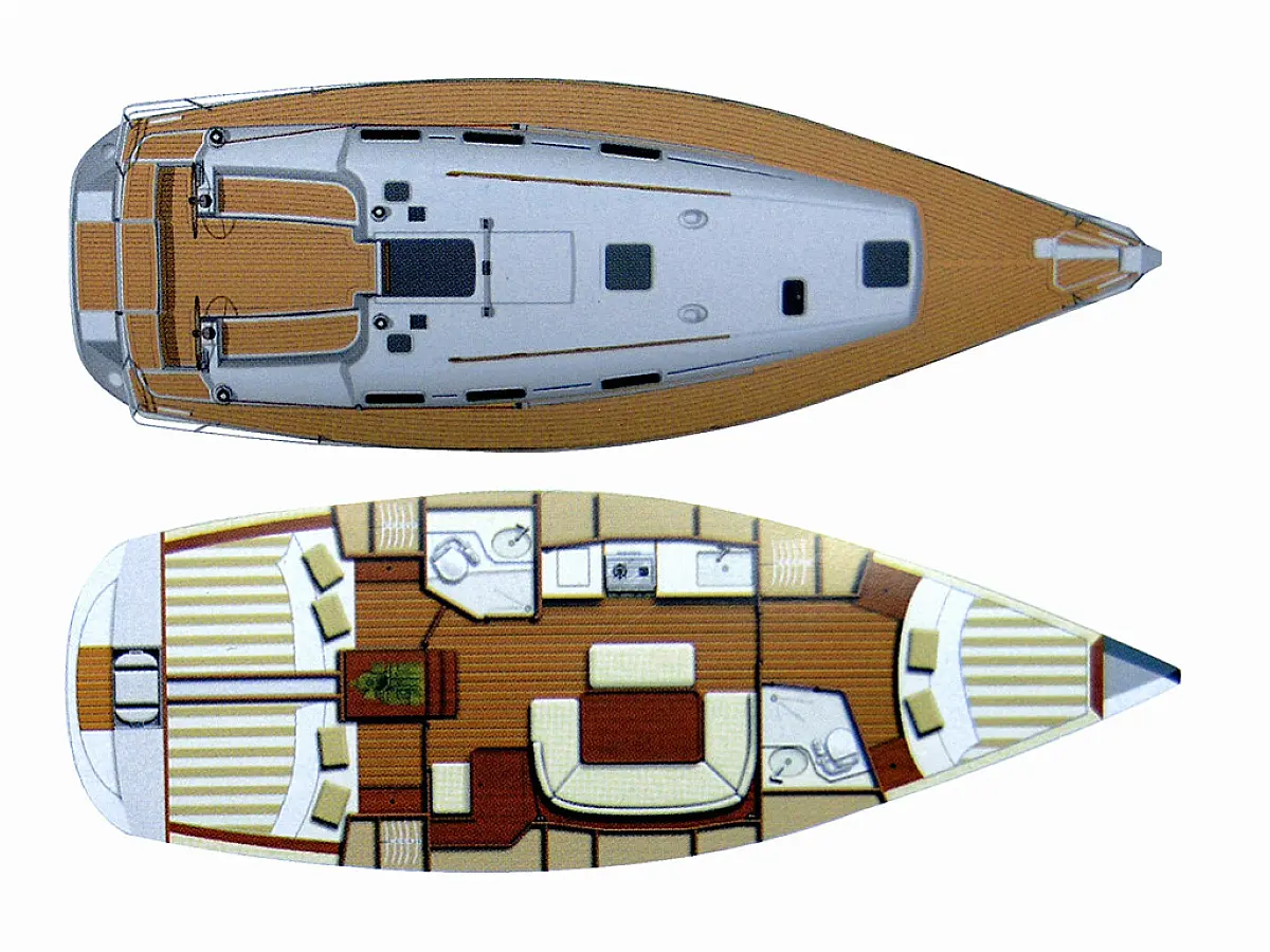 Dufour 385 Grand Large (2005) in Portugal deck plan