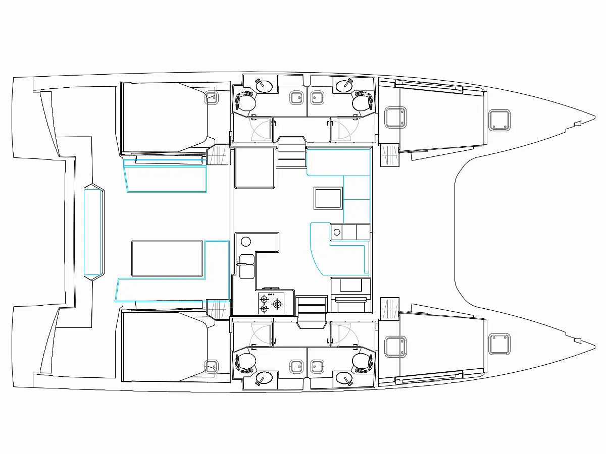 Nautitech 46 Fly (2019) in Mauritius deck plan