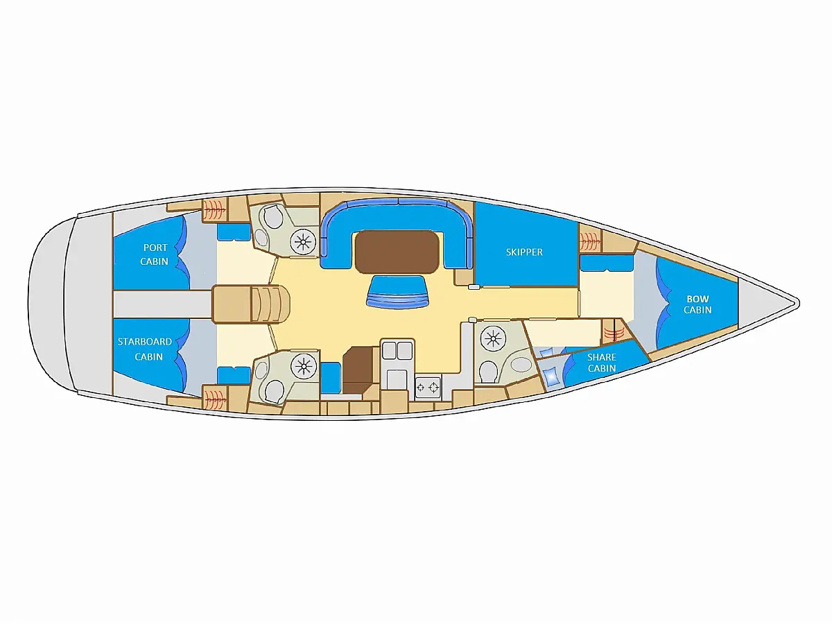 Bavaria 50 Cruiser (2007) in Portugal deck plan