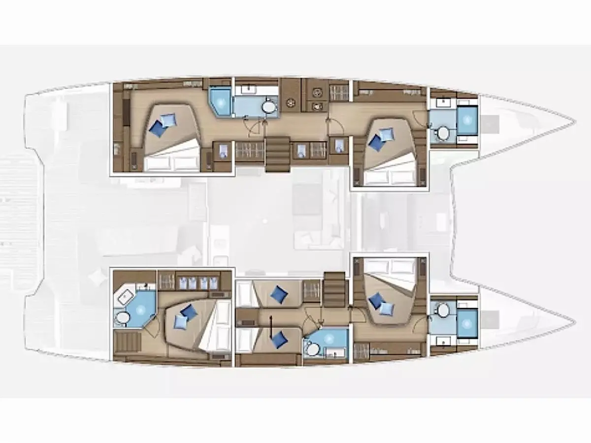 Lagoon 55 (2025) in Sardinia deck plan