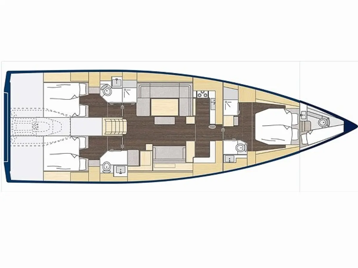 Bavaria C57 (2025) in Greece deck plan