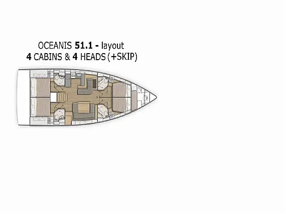 Oceanis 51.1 - 4 +1 cab - Immagine di layout
