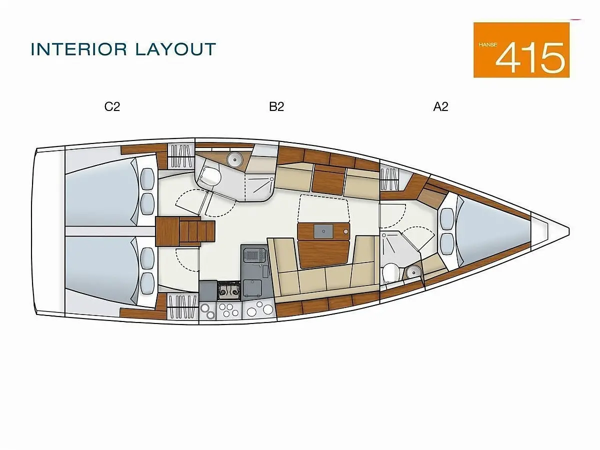 Hanse 415 (2017) in Spain deck plan