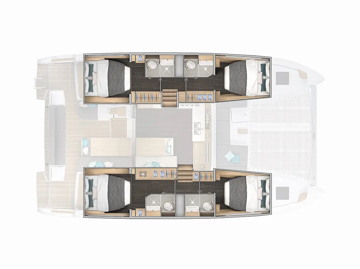 Lagoon 43 (2026) in Sicily deck plan