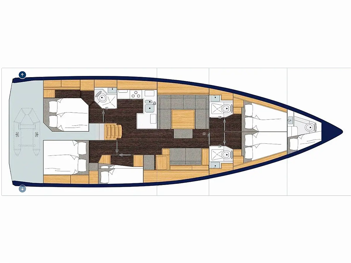 Bavaria C50 (2023) in Sporades deck plan