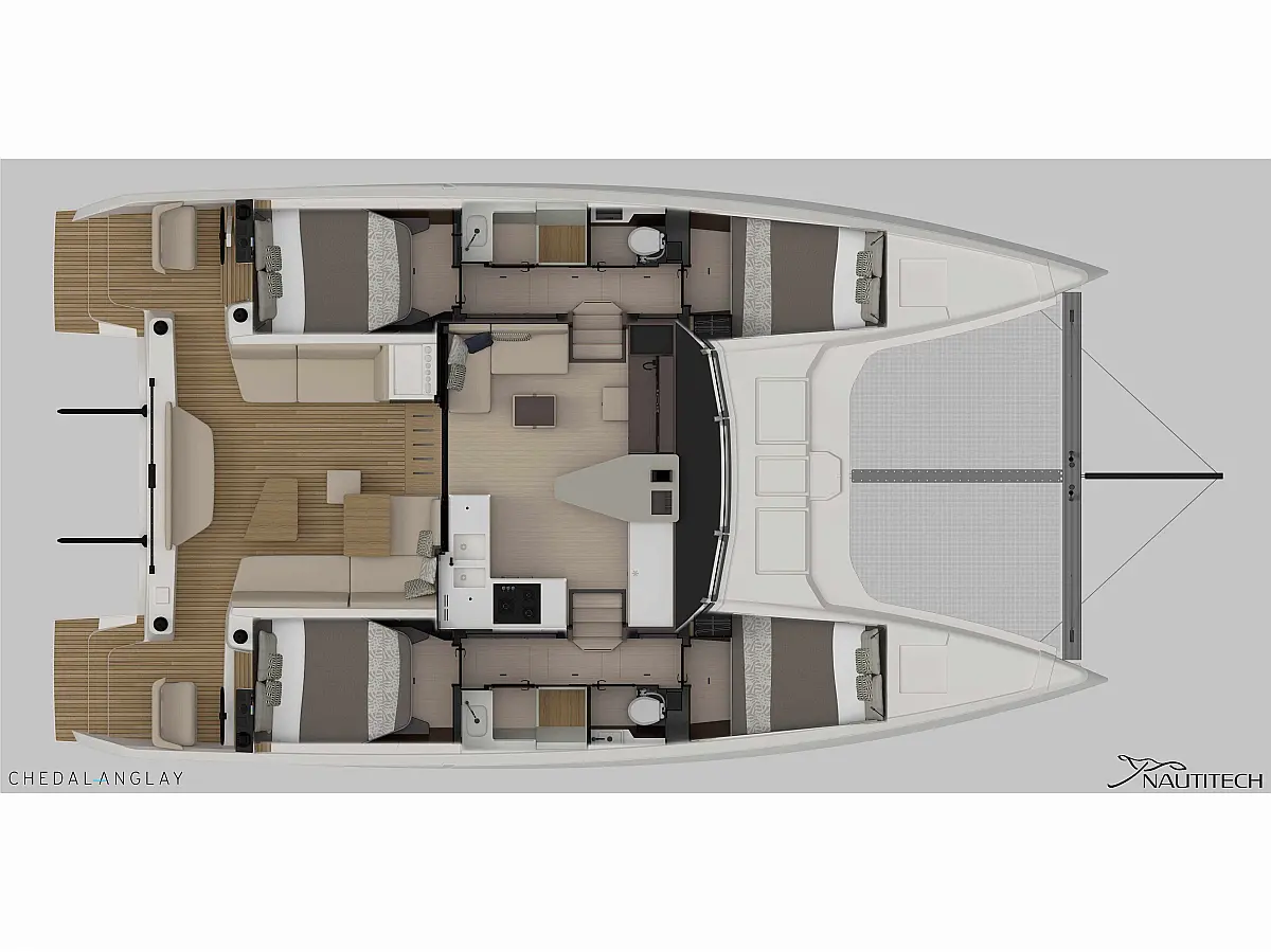 Nautitech 44 Open (2024) in Croatia deck plan