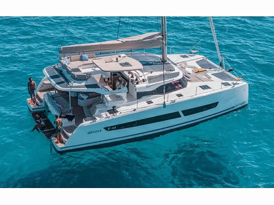 Fountaine Pajot 44 catamaran at anchor