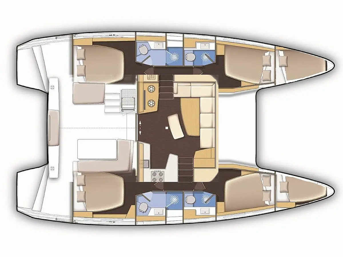 Lagoon 42 (2023) in French Polynesia deck plan