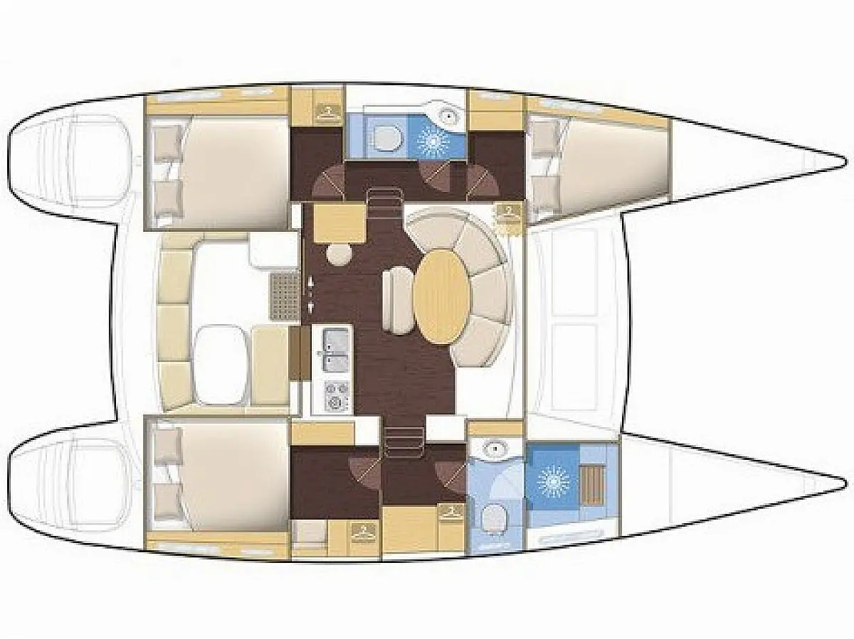 Lagoon 380 S2 (2019) in French Polynesia deck plan
