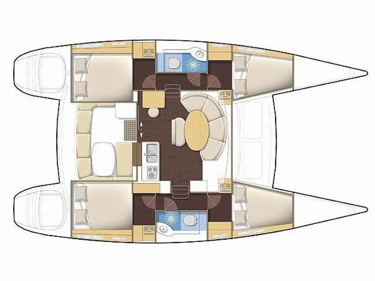 Lagoon 380 S2 (2017) in French Polynesia deck plan