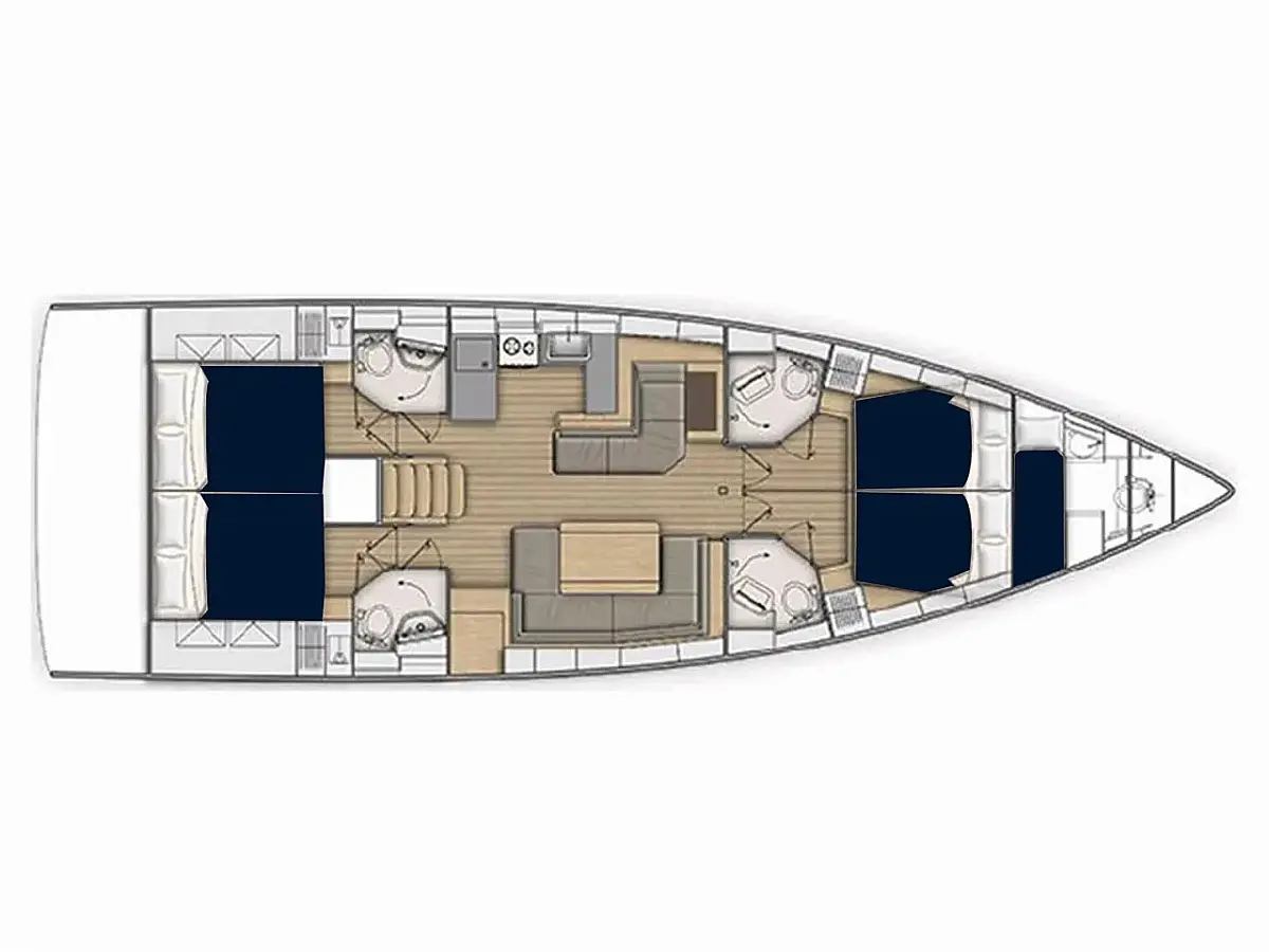 Sun Odyssey 52.2 (2022) in BVI deck plan
