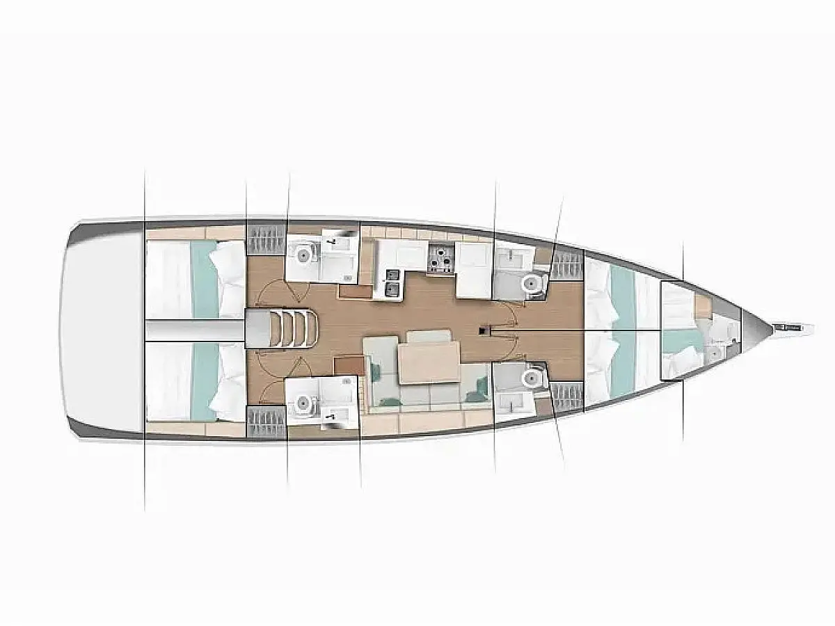 Sun Odyssey 490 (2024) in Greece deck plan