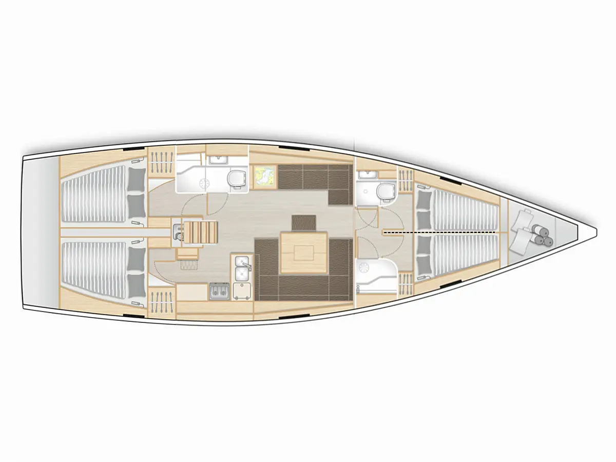 Hanse 458 (2022) in Sporades deck plan