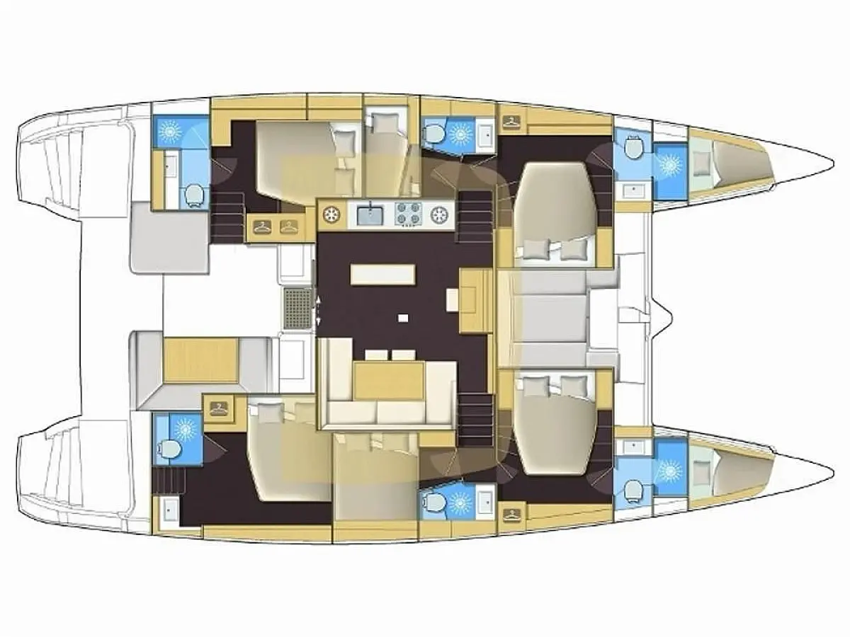 Lagoon 52F (2019) in Ibiza deck plan