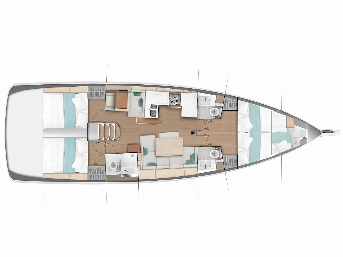 Sun Odyssey 490 (2024) in Croatia deck plan