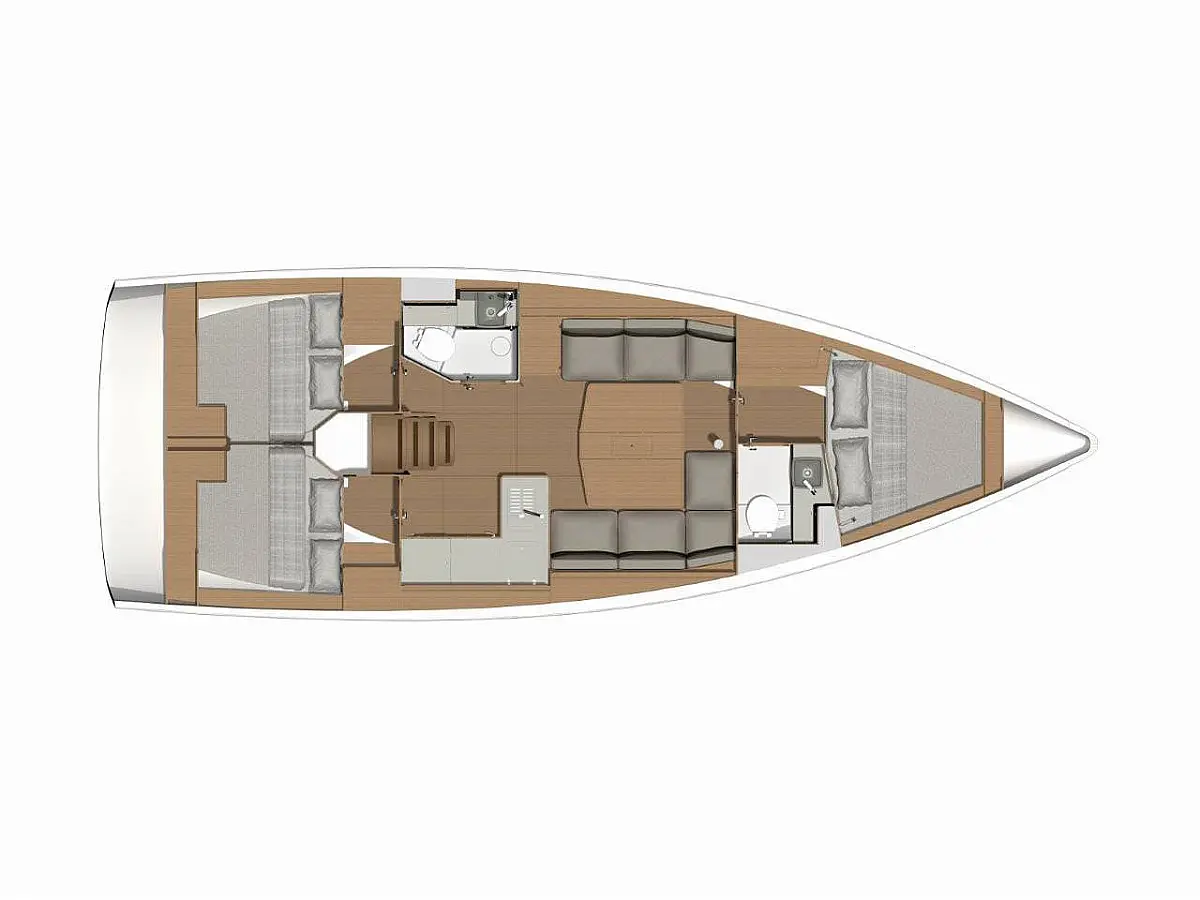 Dufour 390 (2023) in Mallorca deck plan