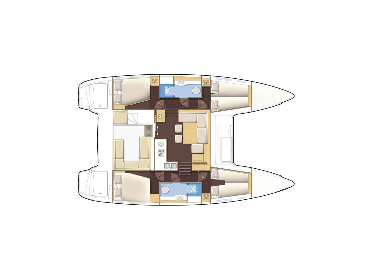 Lagoon 400 S2 (2016) in French Polynesia deck plan