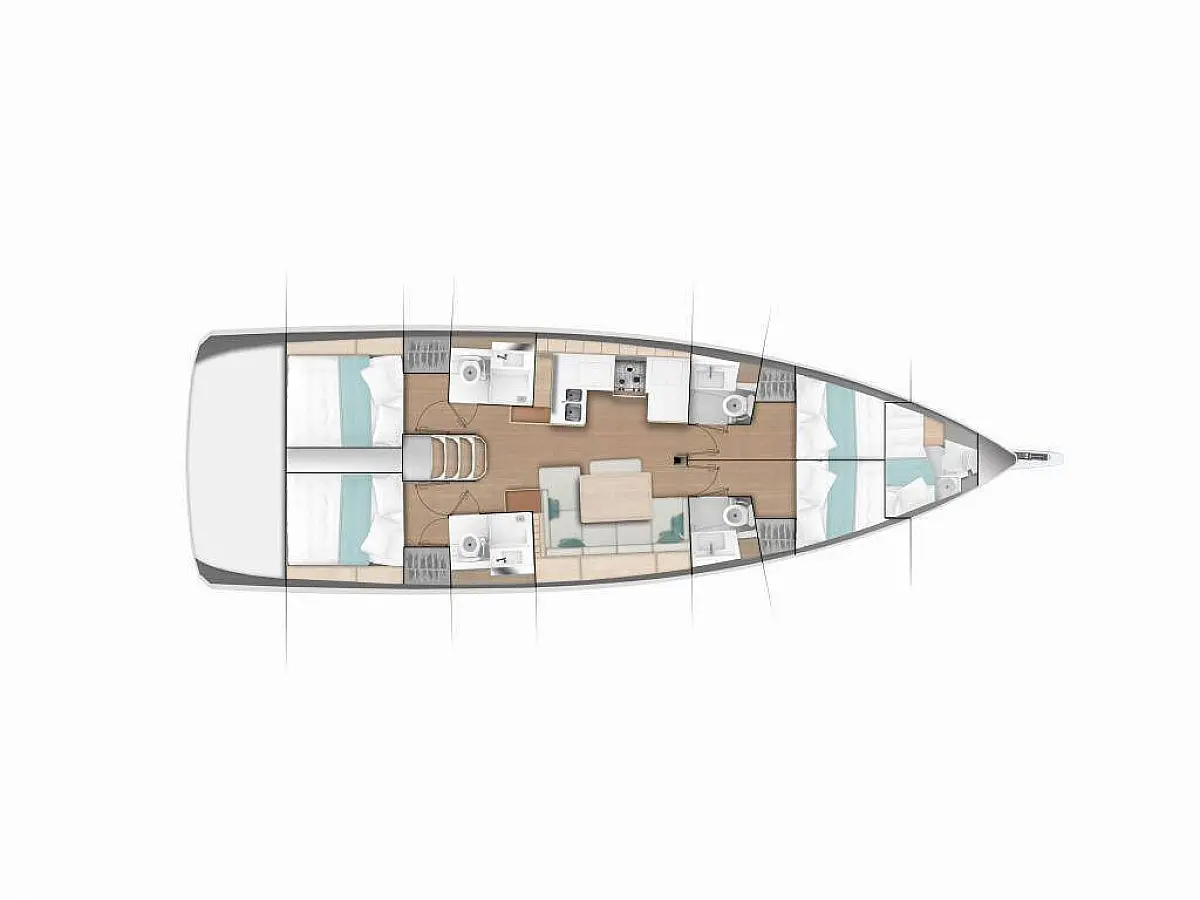 Sun Odyssey 490 (2024) in Greece deck plan