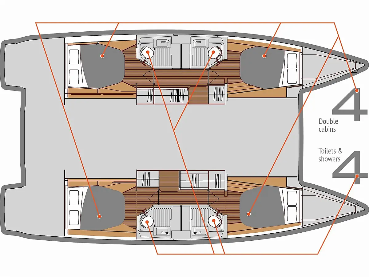 Astréa 42 (2018) in Montenegro deck plan