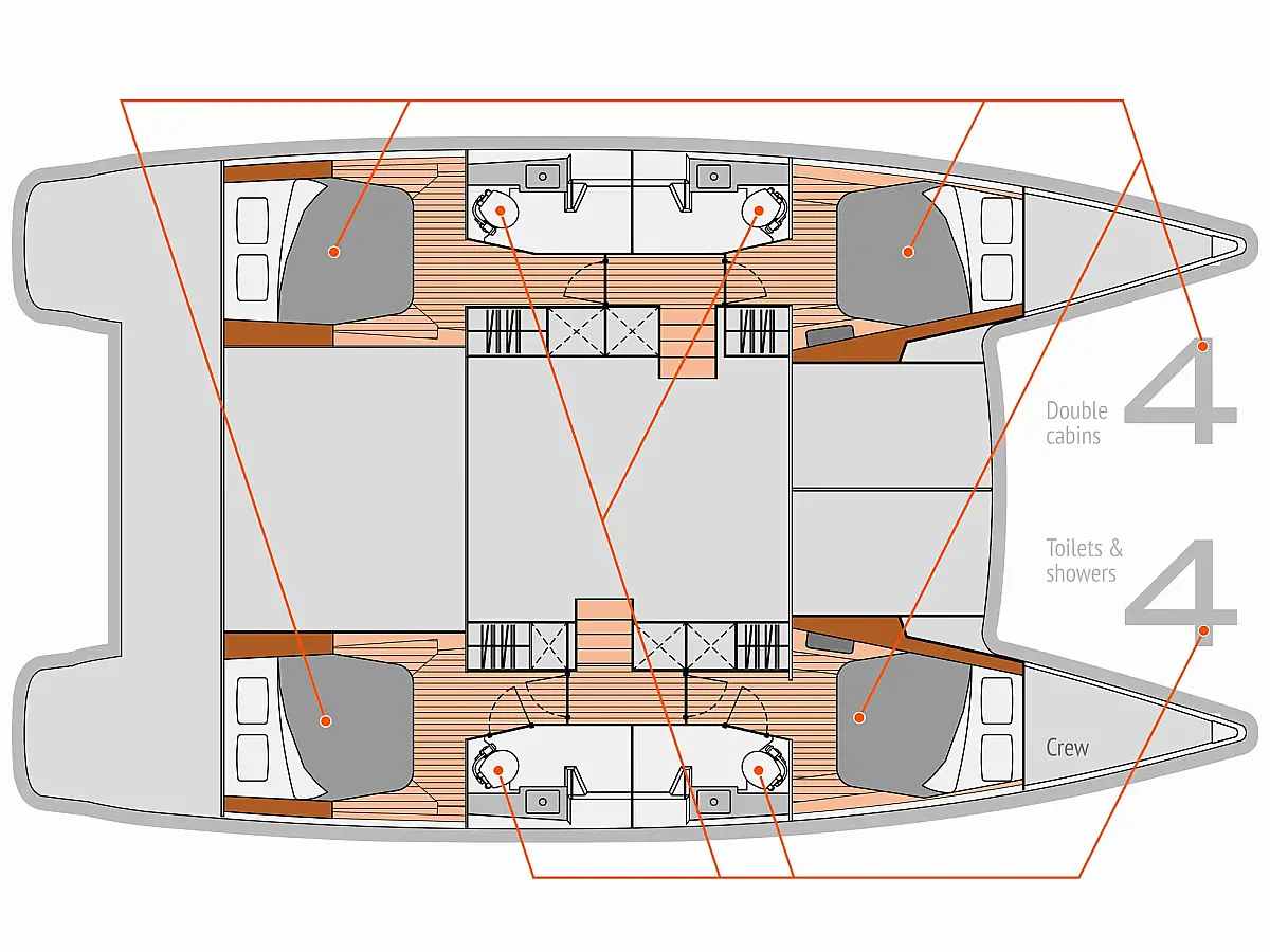 Helia 44 (2018) in Montenegro deck plan