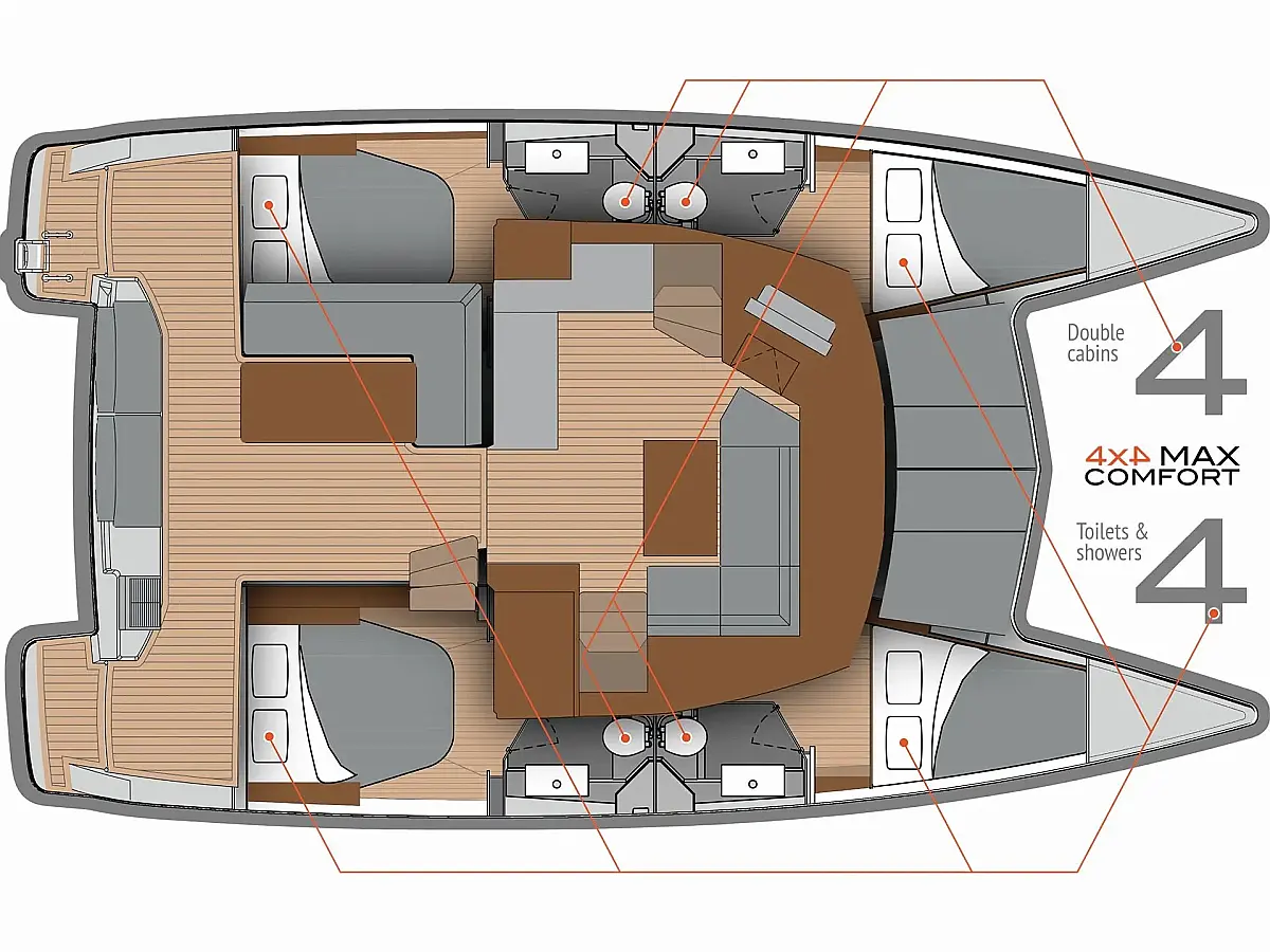 Lucia 40 (2020) in Montenegro deck plan
