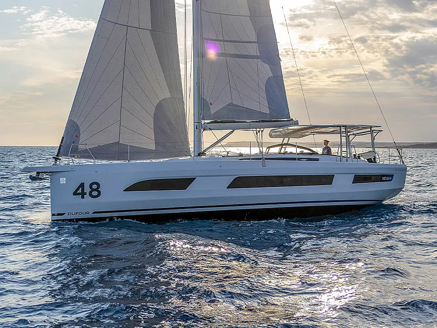 Dufour 48 sailing yacht under sail