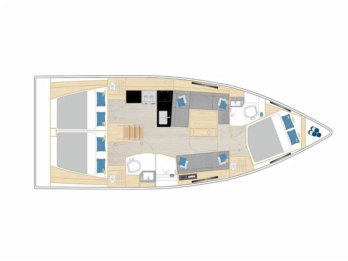 Hanse 360 (2026) in Sicily deck plan