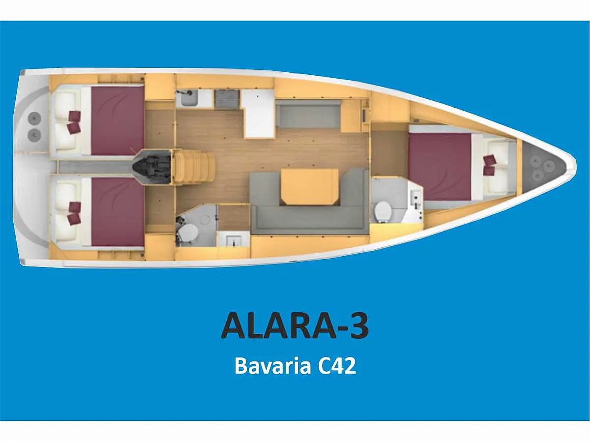 Bavaria C42 (2025) in Turkey deck plan
