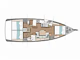 Sun Odyssey 440 - 3 cabins - Layout image