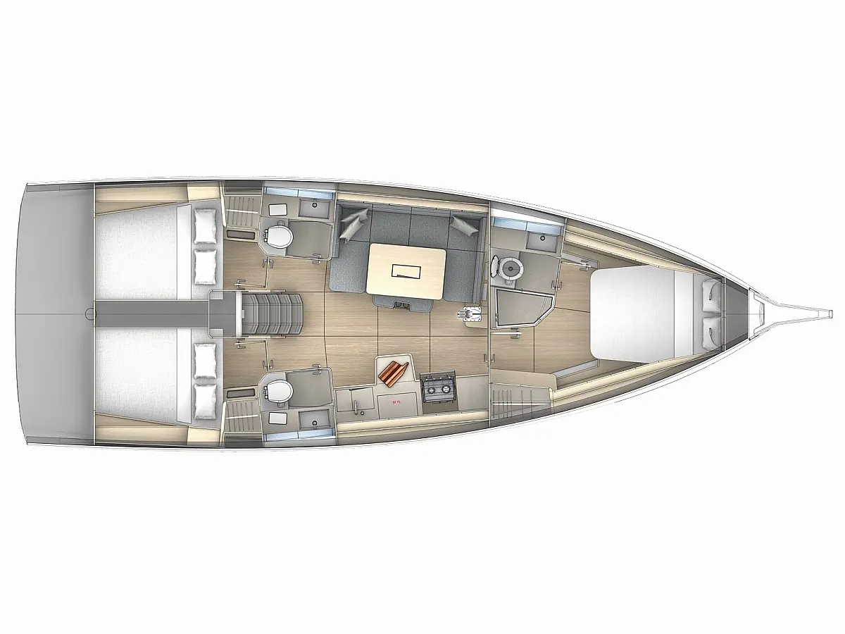 Dufour 41 (2025) in Sardinia deck plan