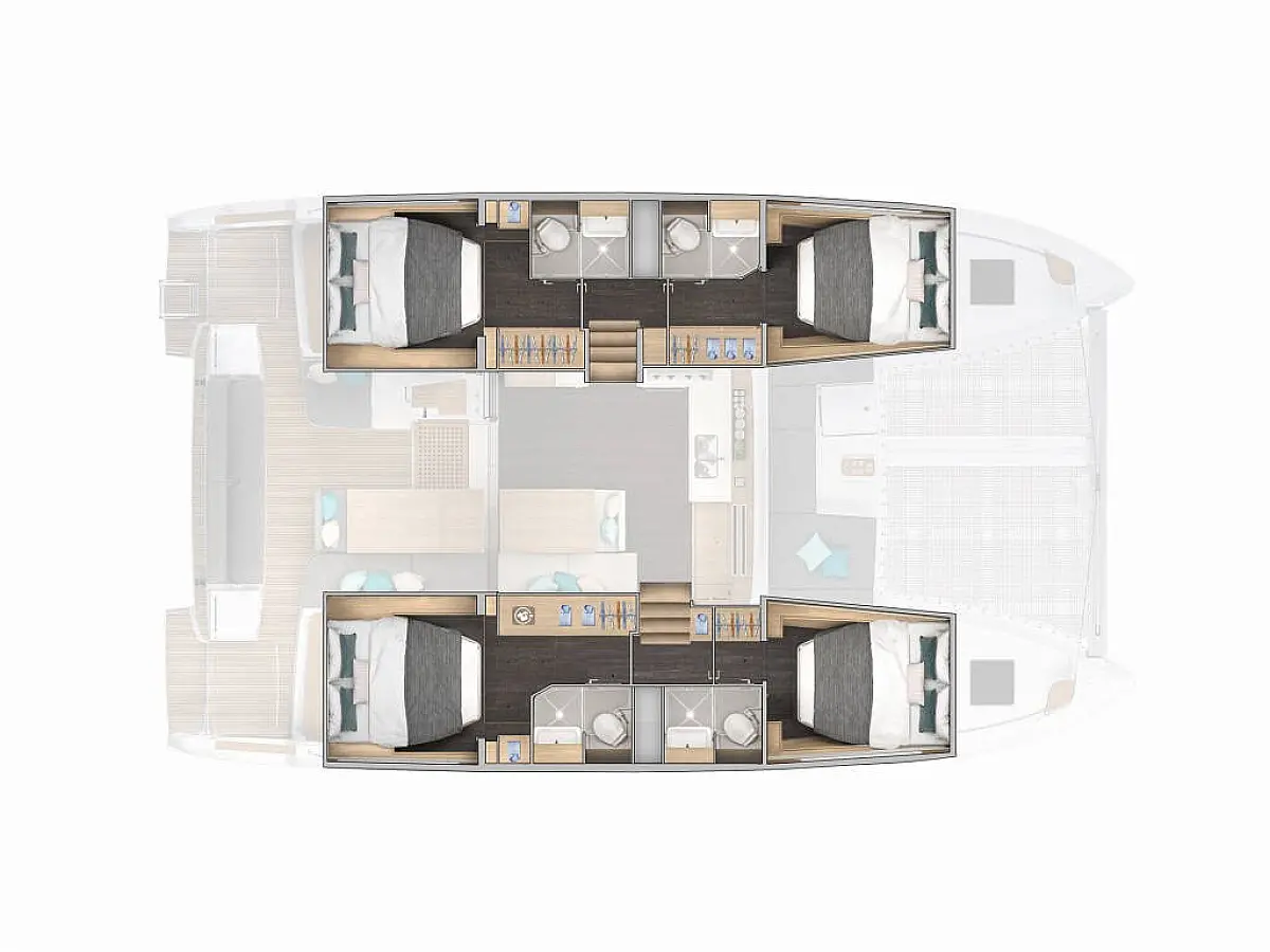 Lagoon 43 (2026) in France deck plan