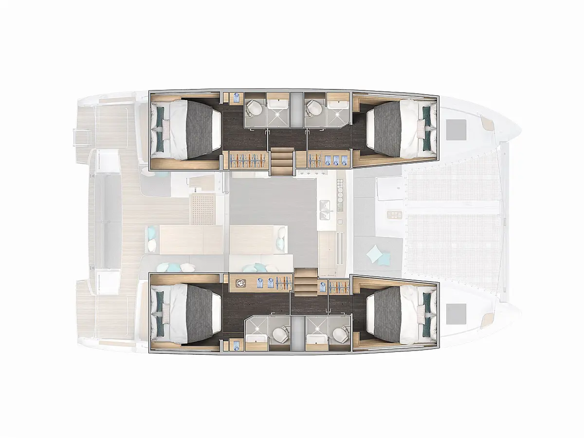 Lagoon 43 (2026) in Rhodes and the Dodecanese deck plan