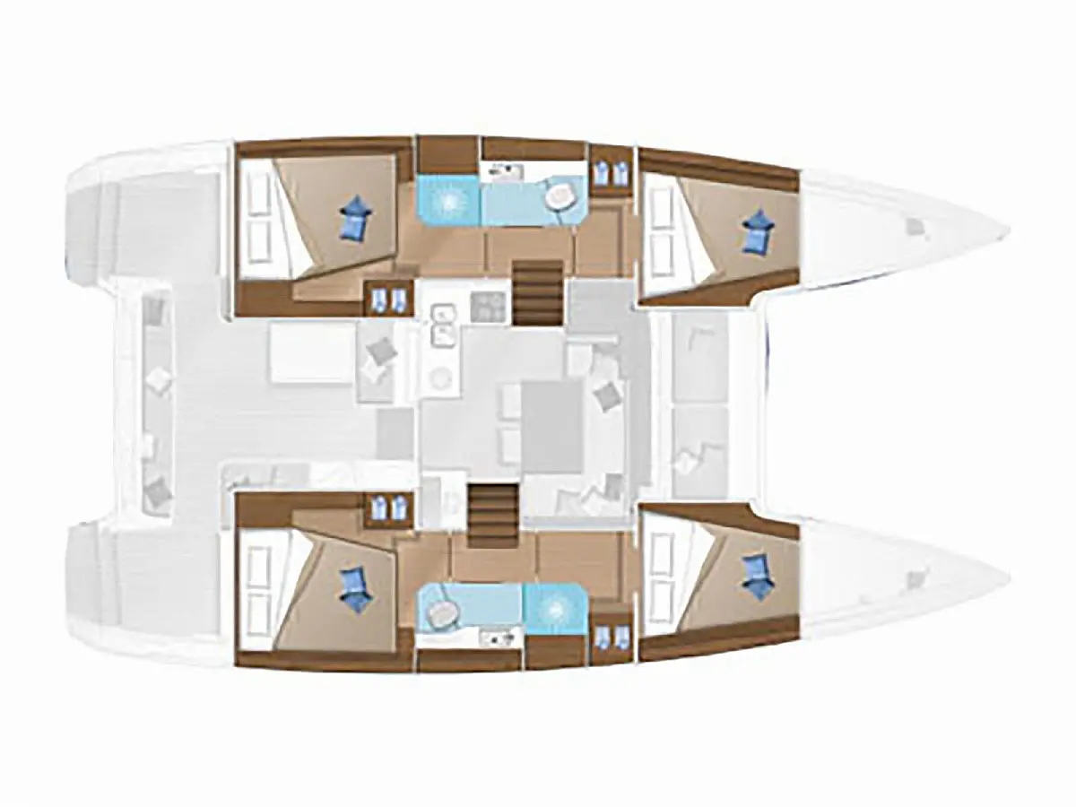 Lagoon 40 (2021) in French Riviera deck plan