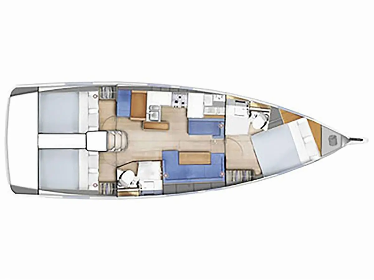 Sun Odyssey 410 (2020) in French Riviera deck plan
