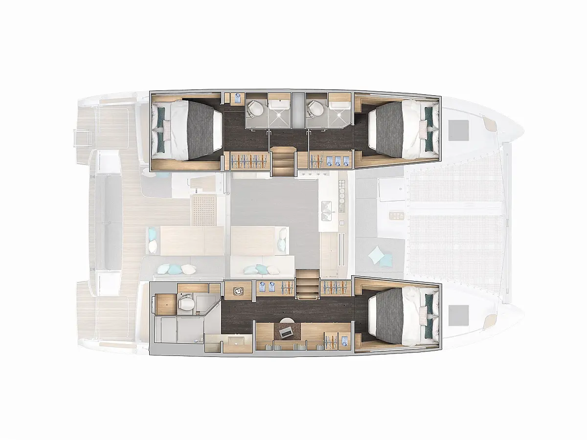 Lagoon 43 (2026) in BVI deck plan