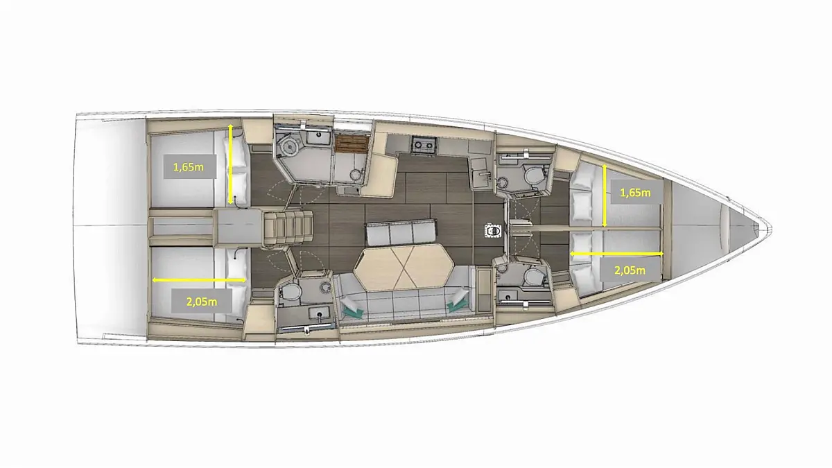 Dufour 48 (2025) in Sicily deck plan