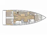Oceanis 40.1 (3 double and 1 bunk beds) - Layout image
