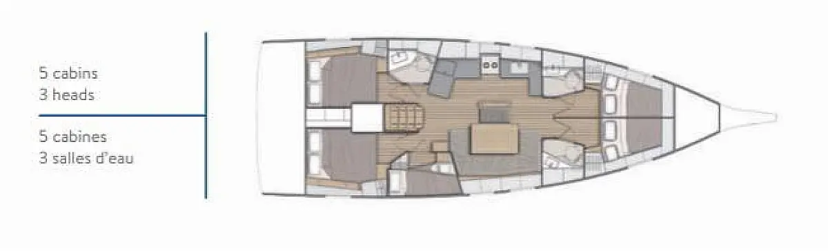 Oceanis 46.1 (2022) in Sporades deck plan