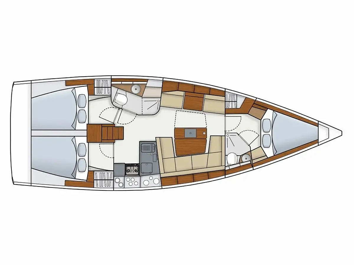 Hanse 415 (2015) in Mallorca deck plan