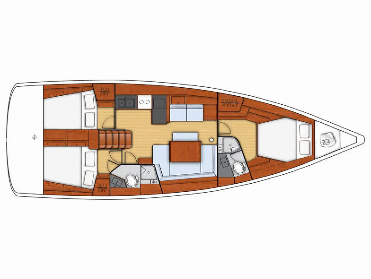 Oceanis 45 (2018) in Mallorca deck plan