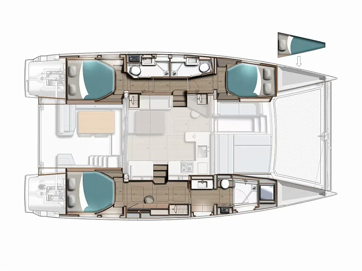 Leopard 43 (2026) in French Polynesia deck plan