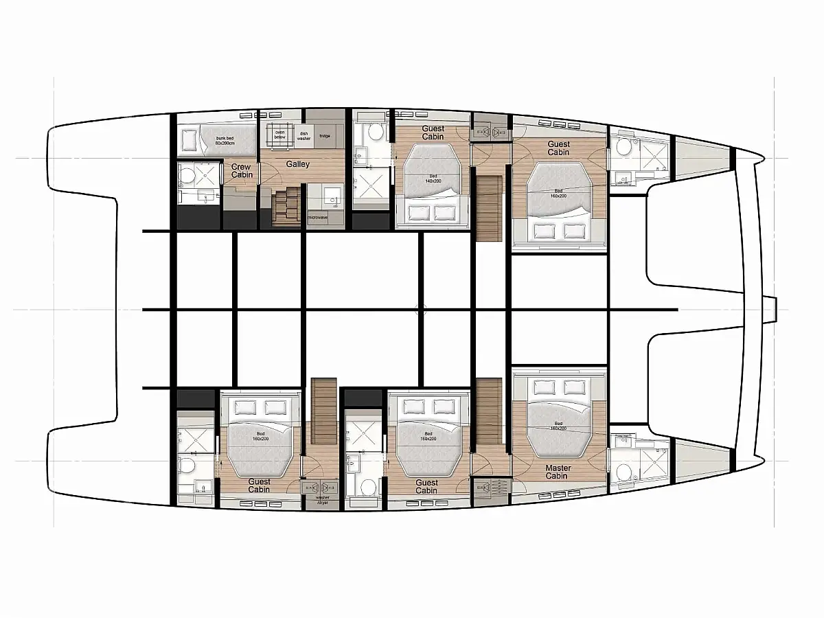 Sunreef 60 (2020) in Ibiza deck plan