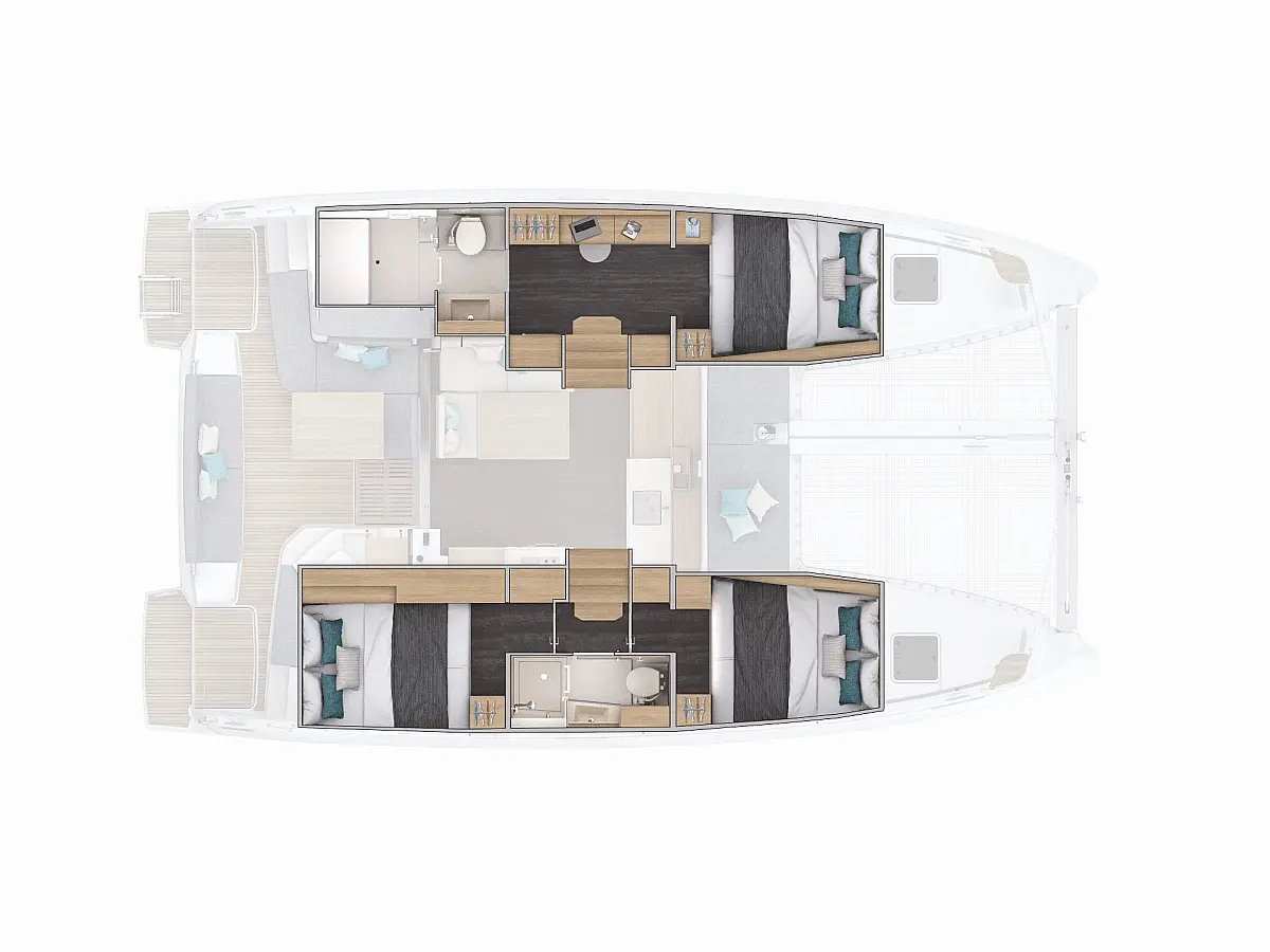 Lagoon 38 (2026) in France deck plan
